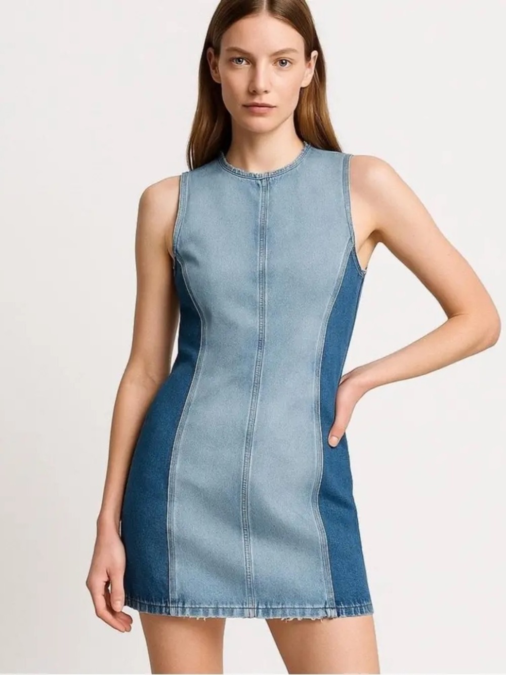ZARA Two-Tone Denim Dress